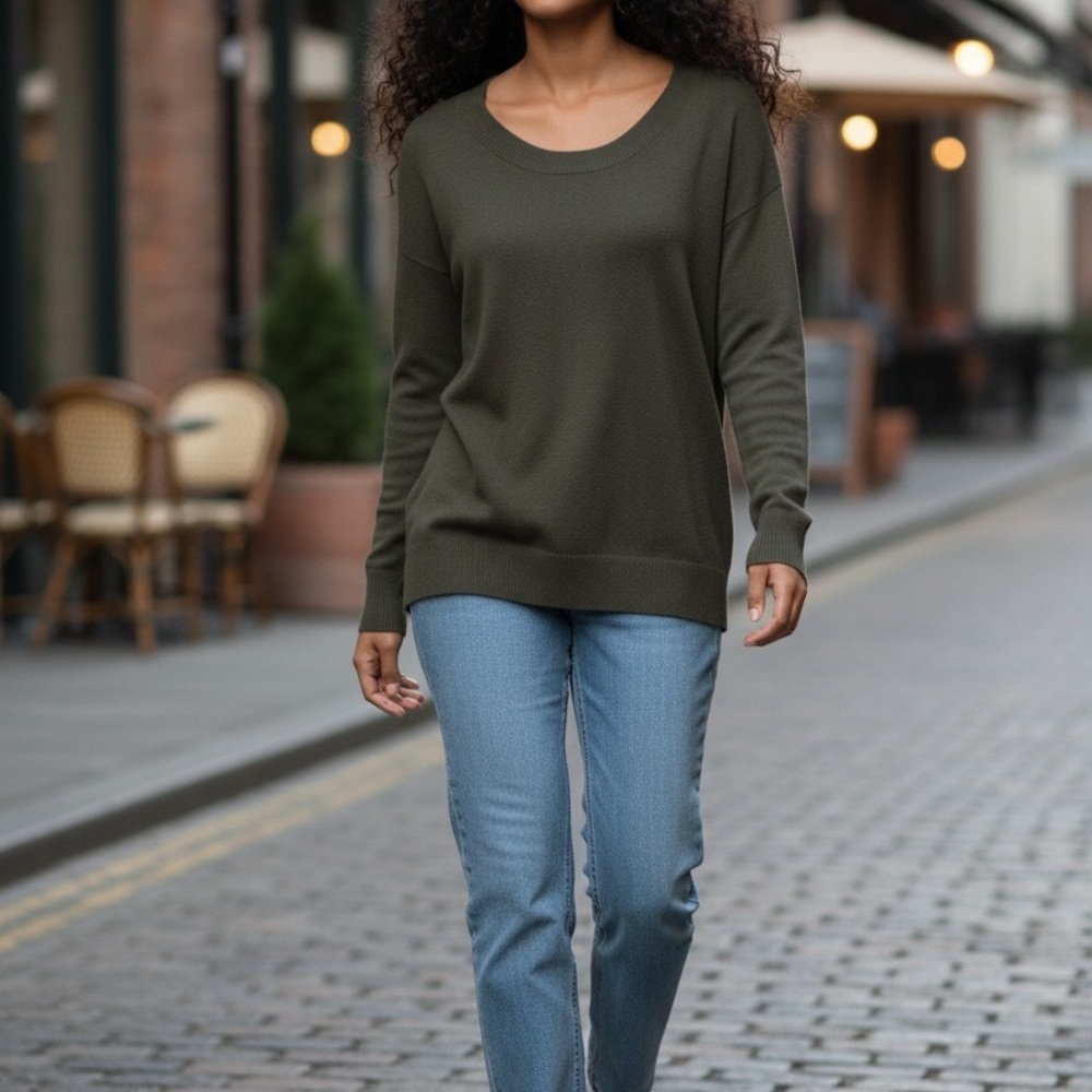 G by Giuliana Olive Green Crewneck Sweater